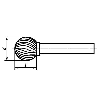 Борфреза сферическая с двойной насечкой, тип D 6х6х5х50